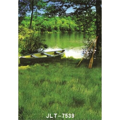 Green Tree Lake Boat Wedding Children Vinyl Background For Photo Studio Props Baby Backdrops for Photography