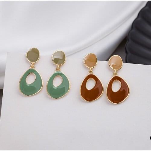 Fashion Jewelry Contrast Water Drop Irregular Earrings Hollow Geometric Net Red Female Stud Earrings Bohemian Pendant Earrings