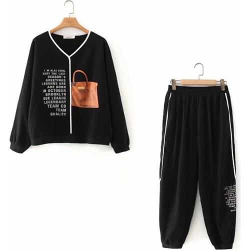 Plus size long sleeve tshirts and pants women sets 2021 spring summer casual ladies 2 pieces women sets female chiffon t shirts