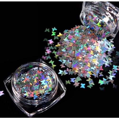 2019 New 1 Bottle Butterfly Nail Glitter Silver Flakes Laser Sequins Sparkly Micro Glitter Slice Nail Thin Paillette Decoration