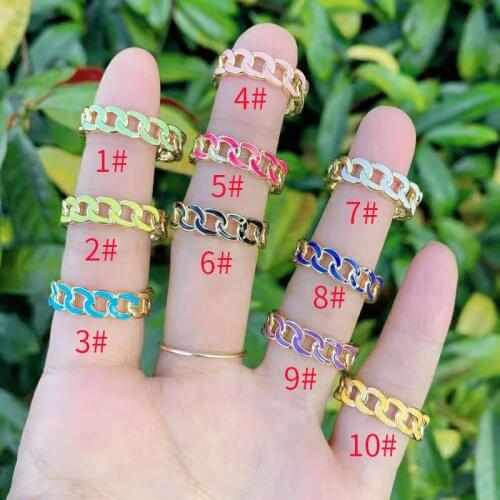 10Pcs 2021 Trendy Rainbow Cubic Zirconia Cz Couple Ring Micro Pave CZ Enamel Eye Heart Fashion Jewelry For Wedding Birthday Gift