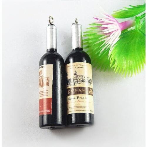 10pcs/pack Popular Women Creative Wine Bottle Shape Necklace Pendant Bracelet Charm 52*7mm Handmade Jewelry Findings Craft 51706