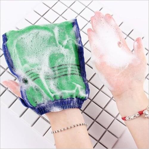 2 Pcs Double-sided Bath Shower Spa Exfoliator Glove Body Cleaning Scrub Mitt Rub Dead Skin Removal Color Random