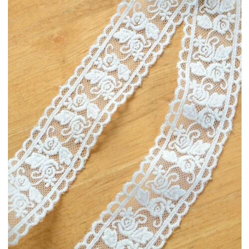 3 Meters Off White Lace Ribbon 35mm DIY Cotton Embroidered Lace Trim Fabric For Sewing Decoration