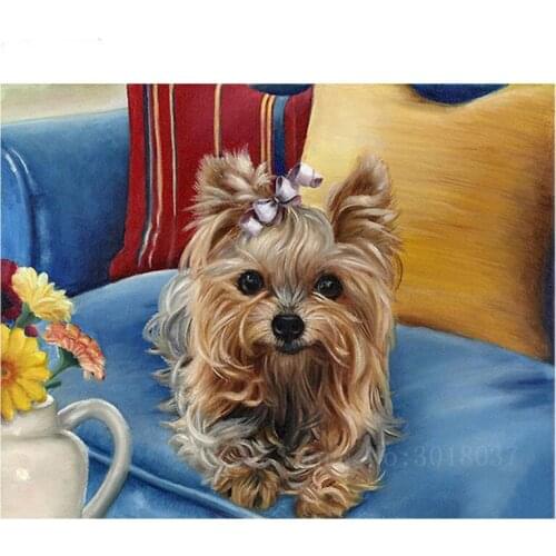 Diamond Mosaic Diy Diamond Embroidery Lying On The Couch Watch Puppy Diamond Painting Cross Stitch Floral Rhinestone Decoration