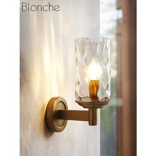 American Light Luxury Glass Wall Lamp Industrial Style Bedside Lamp Living Room Wall Lamp Corridor Aisle Lamp Bedroom Wall Decor