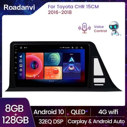 Roadanvi Autoradio 1din Android 10.0 Car Radio for Toyota C-HR CHR 2016 2017 2018 GPS Car Stereo 9" IPS Screen 64GB ROM