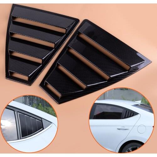Beler 2 PCS ABS Carbon Fiber Black Style Rear Window Quarter Panel Side Vent Trim Cover Fit for Hyundai Elantra 2017 2018 2019