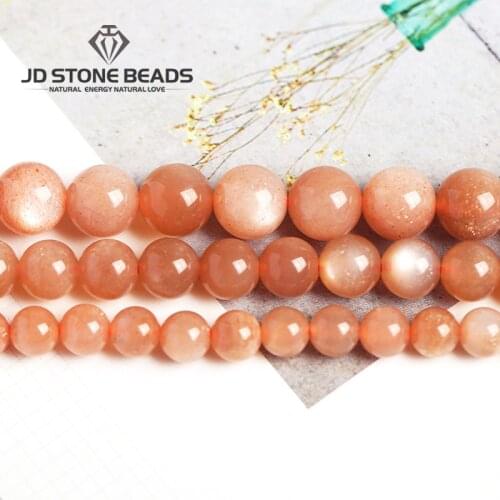 Natural Orange Moonstone Beads Faceted Gemstone 4 6 8 10 12mm Pick Size Beads DIY Accessory High Quality Wholesale Price
