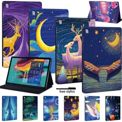 Tablet Case for Samsung Galaxy Tab A7/Tab S6 Lite/Tab A A6 10.1/Tab A 9.7/Tab S5e/Tab A 8 Inch Paint Series Cover Case + Stylus