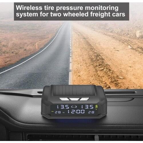 Business RV Touring Car 2-wheel Truck Wireless Tire Pressure Sensor Solar Power Digital LCD Display Auto Security TPMS Monitor
