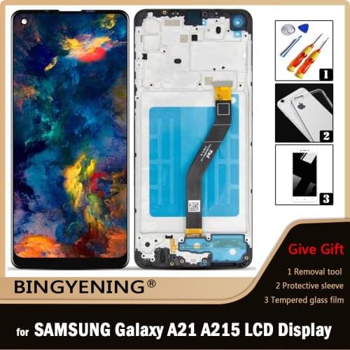 For Samsung Galaxy A21 A215 SM-A215U Full LCD Display Screen Touch Digitizer Assembly with Frame Replace
