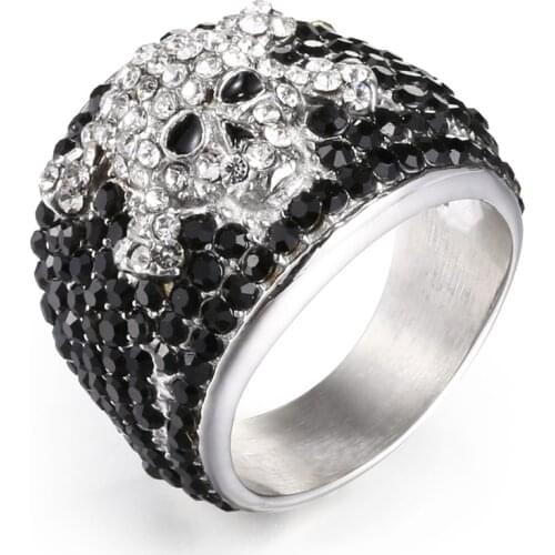 Johnny Hallyday vintage rock punk skull rings for men woman jewelry 316 stainless steel hip hop Cool drill Finger ring