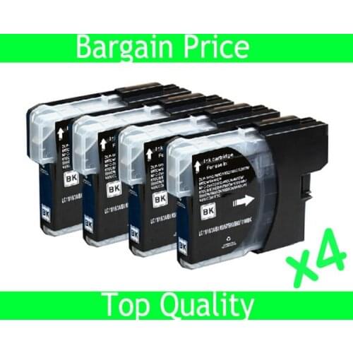 Einkshop 4 x Black Ink Cartridge for Brother LC980 LC1100 LC38 LC67 LC61 for Brother DCP-145C DCP-165C DCP-185C DCP-385C