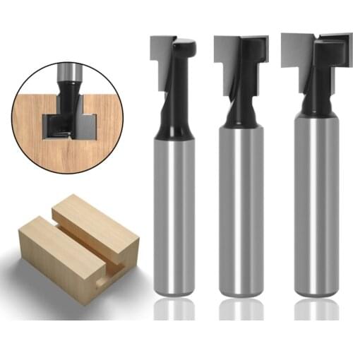 Drillpro 8mm Shank T-Slot Keyhole Cutter Wood Router Bit Carbide Cutter For Wood Hex Bolt T-Track Slotting Milling Cutters