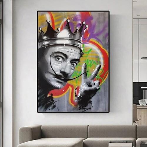 Graffiti Salvador Dali Canvas Painting Spanish Artist Posters and Prints Wall Art Picture for Living Room Decoration Cuadros
