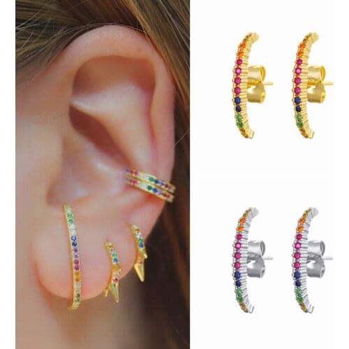 ISUEVA Stunning 18K Gold Filled Luxury Rainbow Cubic Zircon Stud Earrings For Women Wedding Accessories Jewelry Wholesale