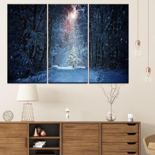 Canvas Painting Snowy forest and sunlight 3 Pieces Wall Art Painting Modular Sport Wallpapers Poster Print Home Decor