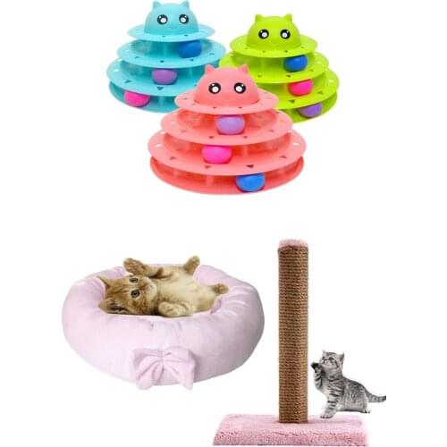 Cat Bed, scratching Board And 3 Layer-Head Cat Toy