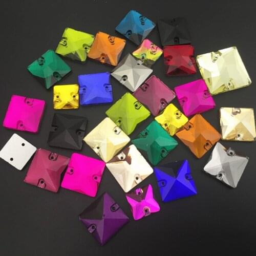 Square Shape Sew on Rhinestones Glass Crystal Flatback 10 12 14 16 22 mm sew-on Stone More Colors Craft Supplies