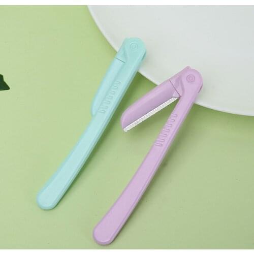 Stainless Steel Eyebrow Trimming Blade Safety Protection PP Folding Eyebrow Trimming Knife Single Pack