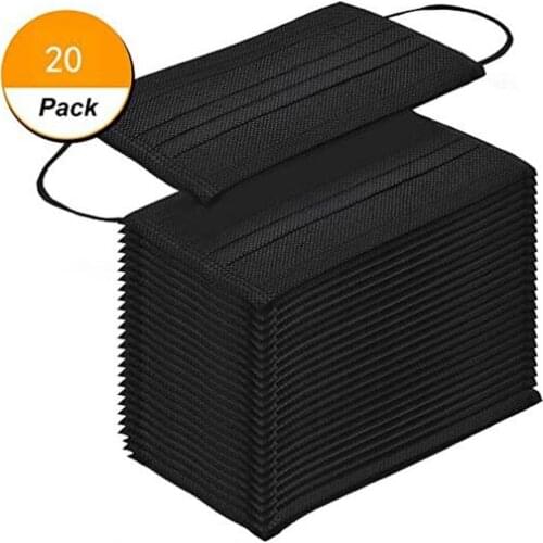 20pcs Adult Black Disposable Facemask Dust Proof Non Woven Disposable Facemask Scarf Mascarilla Halloween Mask Cosplay Masque Vi