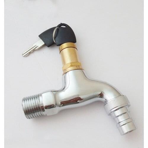 Copper Valve Core Bibcocks Outdoor Water Tap With Lock Basin Washing Machine Garden Stainless Steel Safety Faucet Hardware