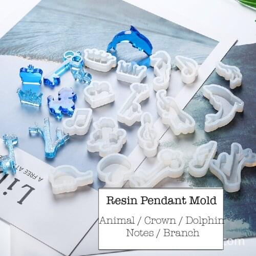 Cute Cat Dolphin Note Deer Crown Bracelet Necklace Pendant Resin Jewelry Mold Handmade Eardrop Making Tool UV Epoxy Resin Mould