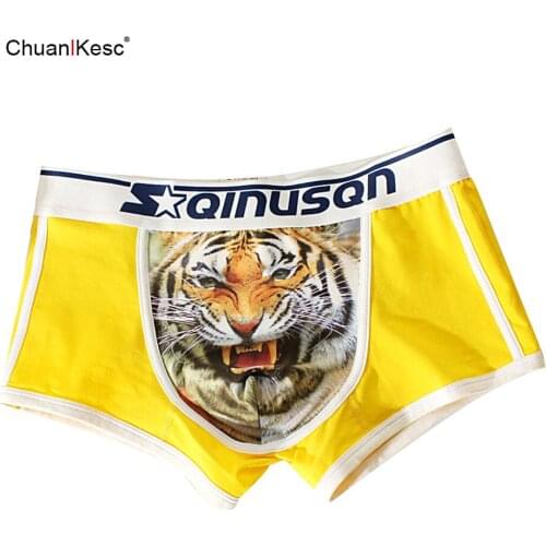 Mens Boxers New Personalized 3D Tiger Head Pattern Underwear Sexy And Comfortable Cotton Shorts