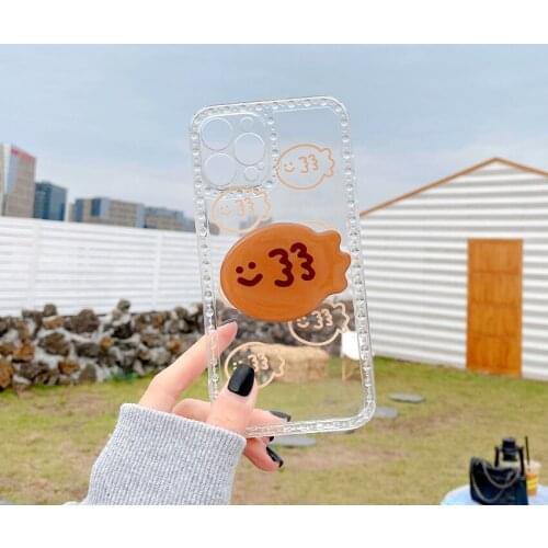 Cute Cartoon Fish Soft TPU Transparent phone Case For apple iphone 7 8 plus 11 Pro X XS XR MAX 12 MiNi SE 2020 3D Bracket Cover