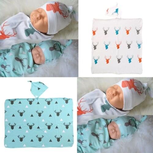 Convenience Sleeping Bag Toddler Infant Newborn Baby Boy Girl Deer Printed Soft Stretch Wrap Swaddle Blanket Bath Towel 80*65CM