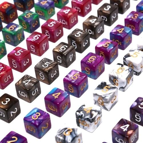 Hot 10Pcs/Set Polyhedral 6 Sides Dice For Desktop Funny Games Outdoor Party Bar Tools Dice Round Corner D6 Sided Dice Set
