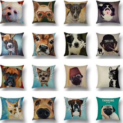 Cute Cartoon Dog Print Pillow Case Home Decor Cushion Cover for Office Sofa Car Outdoor Camping Throw Pillow Cover 45x45cm