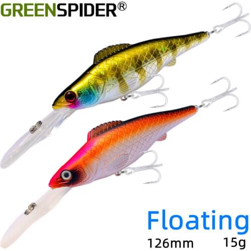 1PCS Floating Minnow Fishing Lure Deep Diving Swimbait Wobbler 12.5cm 15g Jerkbait Artificial Hard Bait Trolling Crankbait Pesca