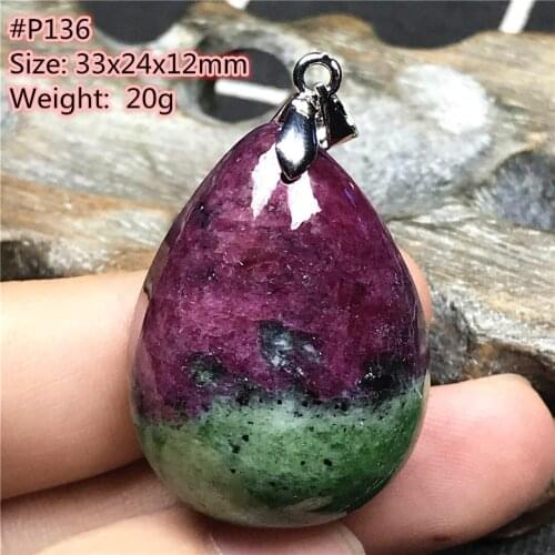 Top Natural Ruby Zoisite Tumbled Pendant Jewelry For Women Men Healing Luck 33x24x12mm Beads Crystal Stone Silver Gemstone AAAAA