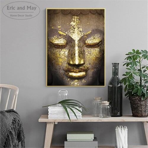Buddha Face Gold Artwork Posters and Prints Wall art Decorative Picture Canvas Painting For Living Room Home Decor Unframed