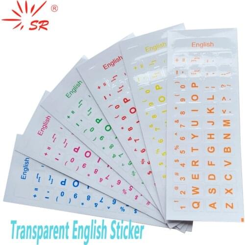 SR English Language 6 Colors Clear Standard Waterproof Keyboard Layout Button Sticker Letters Alphabet For PC Laptop Accessories