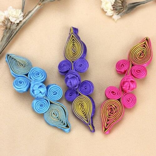 DIY Sewing Cheongsam Double Color Satin cloth Chinese Knot Plate heart Wedding Clothes Frog Buttons accessories 5set/lot