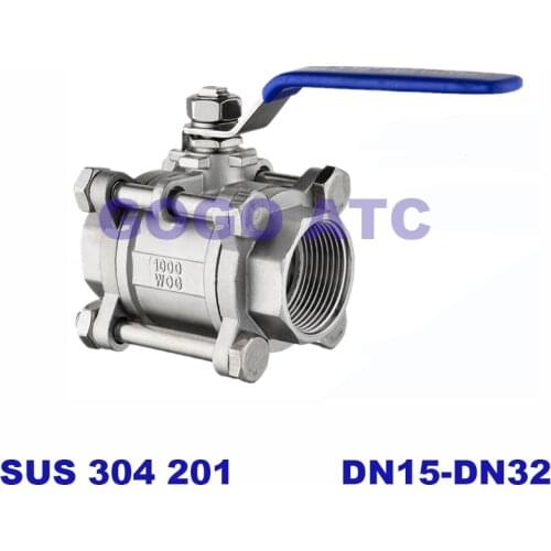 Q11F-16P Three-piece ball valve DN15-DN32 stainless steel 304/201 valve 3PC handle thread female thread welding
