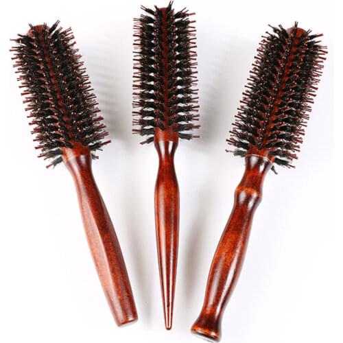 1PC Hair Brush Scalp Massage Comb Round Anti-Static Curly Brush Bristle Wood Handle Hair Styling Comb Hairdressing Accessoy
