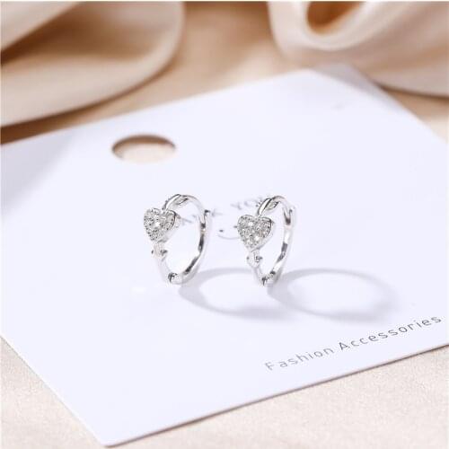 S925 Sterling Silver Cupids Arrow Love Heart Earring Elegant Heart Earrings 925 Sterling Silver Earrings