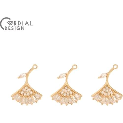 Cordial Design 40Pcs 14*18MM Jewelry Accessories/Earring Findings/Hand Made/DIY Making/Pendant For Necklace/Leaf Shape/CZ Charms