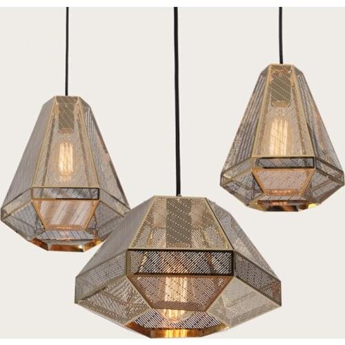 Nordic Loft Pyramid Pendant Lights Lamp American Minimalist Diamond Suspension Luminaire Hanglamp E27 For Bedroom Restaurant