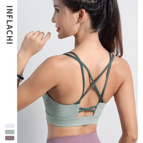 Sports underwear womens running shockproof gathering shaping yoga back vest fitness bra Outdoor