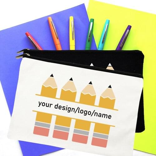 Personalised Teacher Name Logo Cosmetic Bags Zipper Makeup Classroom Student Back To School Customized Purse Pencil Bag Gift