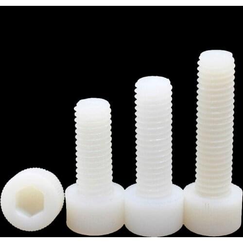 Hand Tighten Screws White Nylon Hex Socket Head Cap Screws Plastic Insulation Knurled Allen Bolts M3 M4 M5 M6 M8