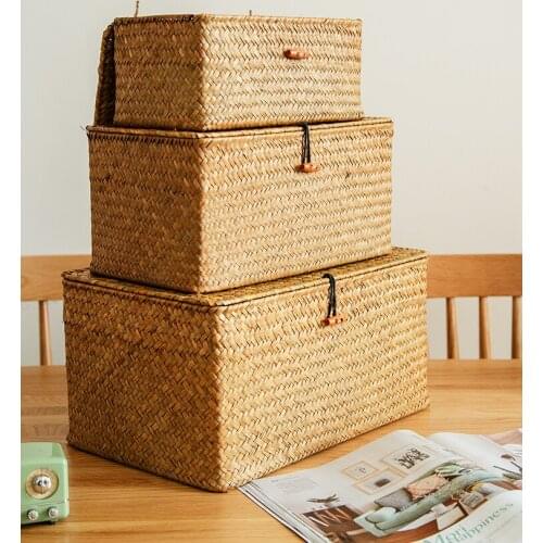 Storage Box With Lid Storage Box Rattan Bamboo Weaving Pastoral Woven Debris Basket Storage Basket