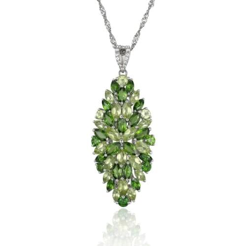 GZ ZONGFA Fashion Natural Peridot Chrome Diopside Mix Gem 925 Sterling Silver Custom Pendants Fine Jewelry Necklace