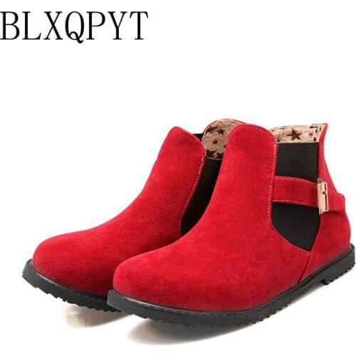 Big size 34-52 New Round Toe Buckle Boots for Women Sexy Ankle Boots Heels Fashion warm Winter Spring Autumn Casual Shoes 502
