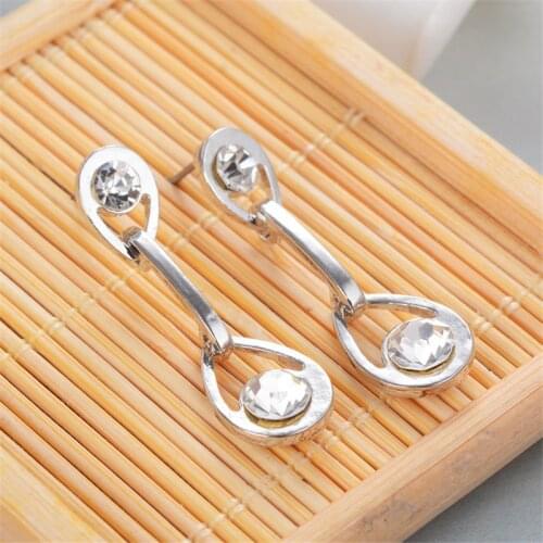 2022 Silver Color Water Drop Geometric Earrings For Women Luxury Wedding Rhinestone Crystal Earring High Quality Jewelry
